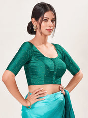 Vamas Tafetta Silk Zari Butti Round Neck Festive Blouse