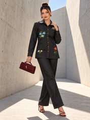 Charcoal Black Lego Cross-Stitch Co-ord Set in Cotton Denim