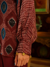 Maroon Abstract Printed Anti-Fit Eagle Style Co-ord Set in Crepe