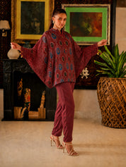 Maroon Abstract Printed Anti-Fit Eagle Style Co-ord Set in Crepe