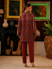 Maroon Abstract Printed Anti-Fit Eagle Style Co-ord Set in Crepe