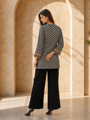 Black & White Embroidered Co-ord Set in Muslin