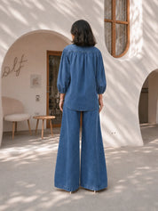 Washed Denim Blue 2-Piece Co-ord Set in Cotton Denim