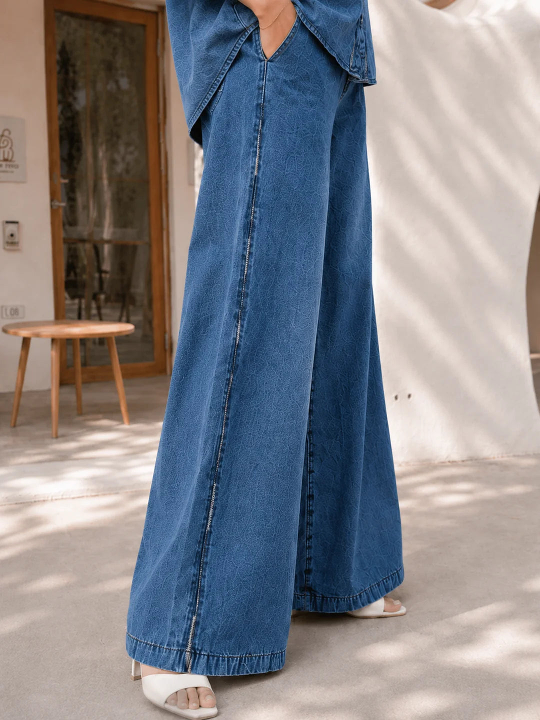 Washed Denim Blue 2-Piece Co-ord Set in Cotton Denim