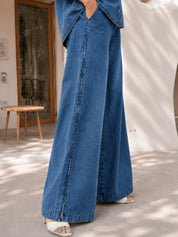 Washed Denim Blue 2-Piece Co-ord Set in Cotton Denim