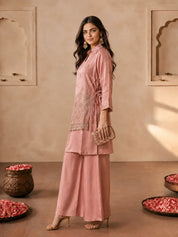 Rose Pink 3-Piece Co-Ord Set in Shimmer Tissue