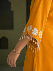 Mustard Mirror Embroidered Co-ord Set in Crepe