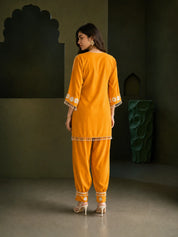 Mustard Mirror Embroidered Co-ord Set in Crepe