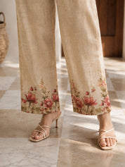 Beige Lily Printed 2-Piece Co-ord Set in Viscose