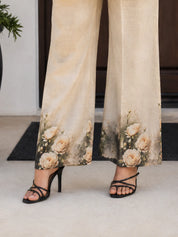 Cream Rose Printed Co-ord Set in Viscose