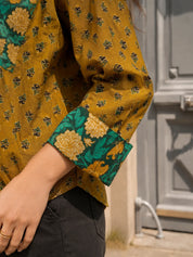 Mustard Booti & Teal Floral Cotton Shirt
