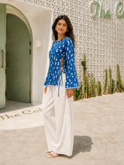 Indigo Dabu Tie-Up Short Kurti in Cotton