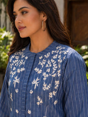 Conjunto coordinado Noor de algodón azul bordado