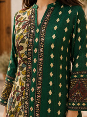Emerald Green Kalamkari Print Short Kurti in Crepe
