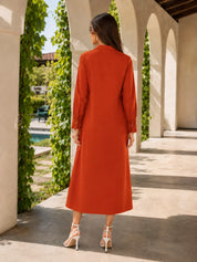 Orange A-Line Dress in Cotton Poplin