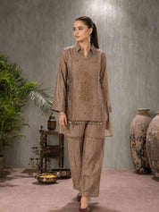 Mauve Taupe 3-Piece Co-Ord Set in Shimmer Tissue