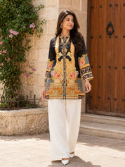 Black & Yellow Multicolored Printed A Line Tunic