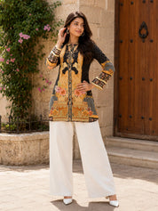 Black & Yellow Multicolored Printed A Line Tunic