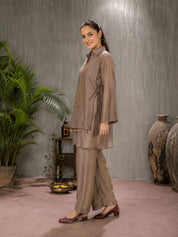 Mauve Taupe 3-Piece Co-Ord Set in Shimmer Tissue