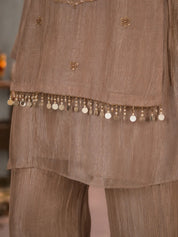 Mauve Taupe 3-Piece Co-Ord Set in Shimmer Tissue