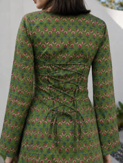 Green Floral Buti Short Kurti in Cotton