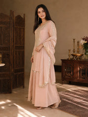 Dusty Rose Shimmer Tissue Kurta Set with Dupatta
