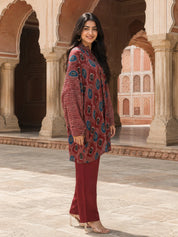 Maroon Abstract Printed Anti-Fit Eagle Style Co-ord Set in Crepe