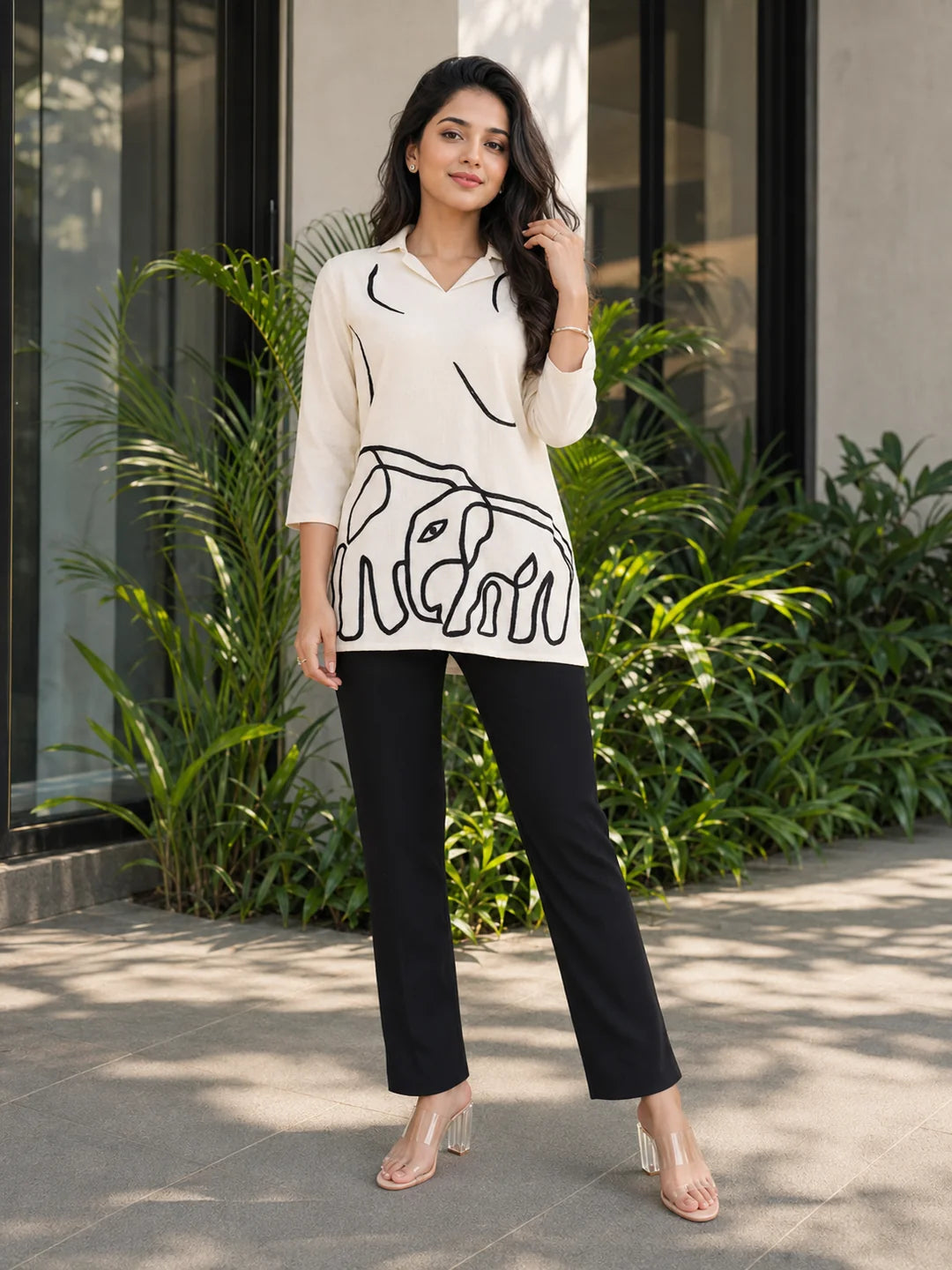 Elephant Cord Work Tunic in Cotton Flex