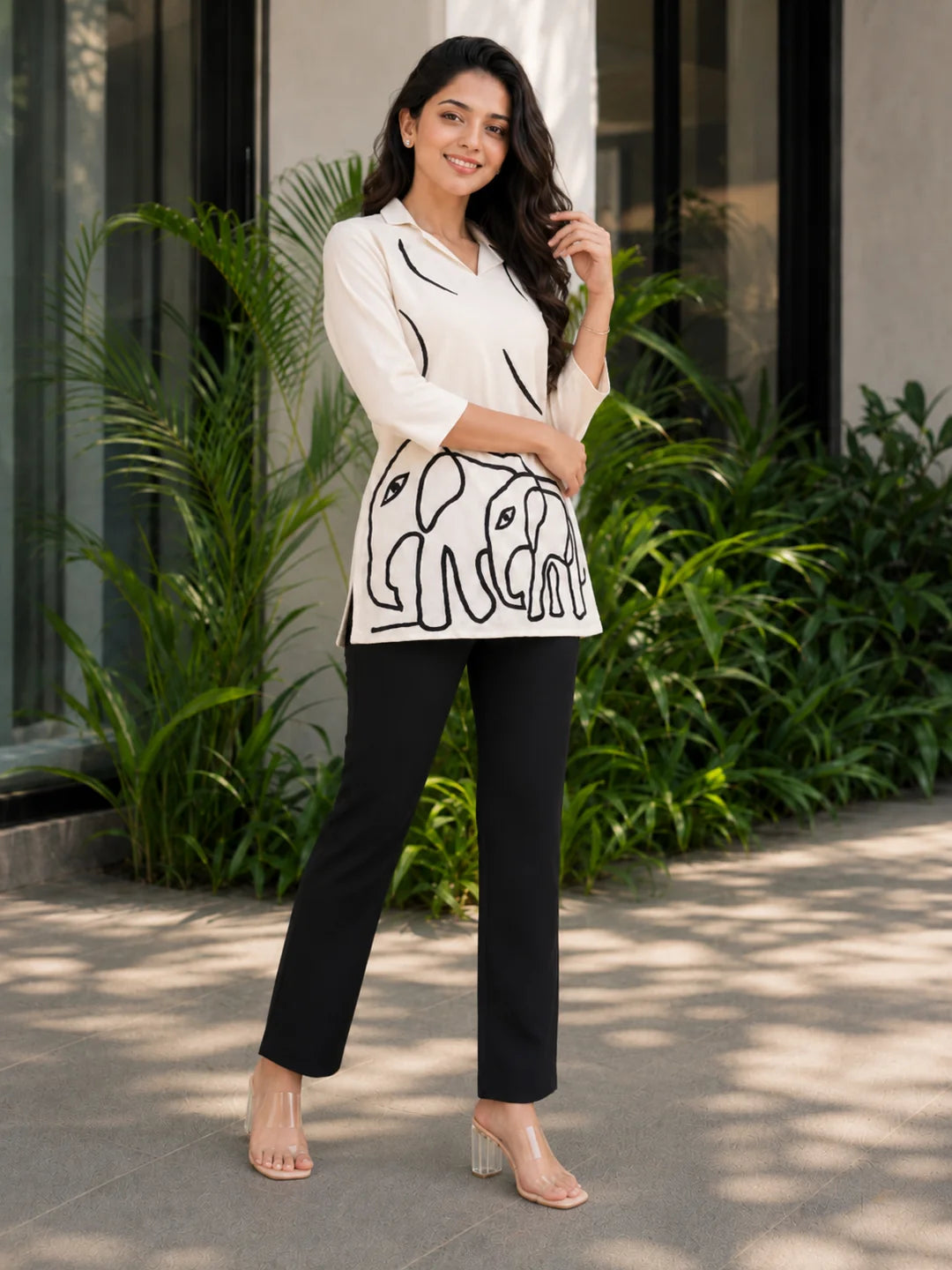 Elephant Cord Work Tunic in Cotton Flex