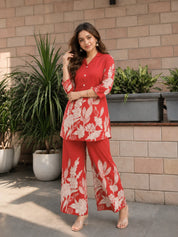 Rust Floral Russian Silk Co-ord Set