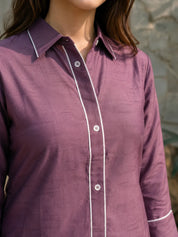 Purple Dola Silk Thread Work Co-ord Set