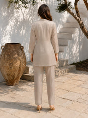 Silver Grey Embellished Tissue Co-ord Set