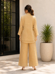Golden Crushed Tissue 3 Pc Co-ord Set