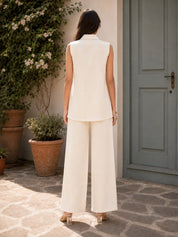 Beige Leafline Linen Co-ord Set