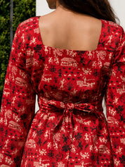 Red Warli Motif Printed Cotton Short Kurti