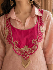 Pink 3 Pc Tissue Set with Embroidered Vest
