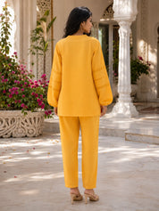 Light Yellow Embroidered Cotton Co-Ord Set