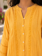 Light Yellow Embroidered Cotton Co-Ord Set