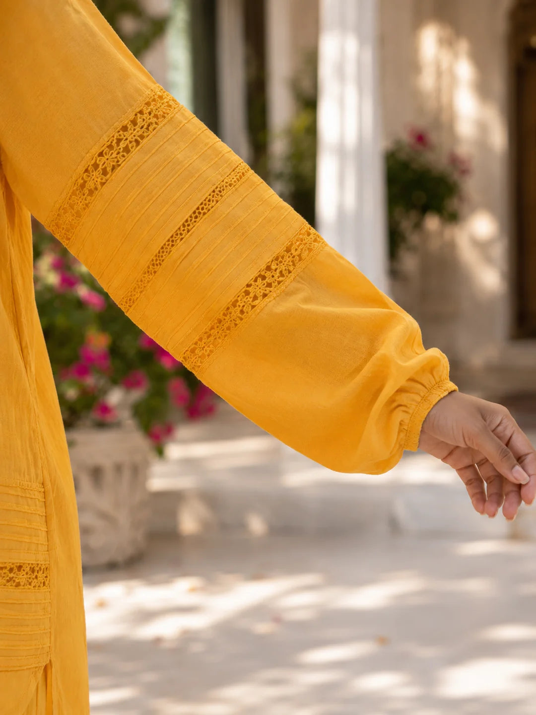 Light Yellow Embroidered Cotton Co-Ord Set