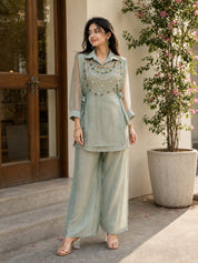 Sage Green Crushed Tissue 3 Pc Co-ord Set