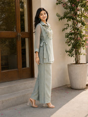 Sage Green Crushed Tissue 3 Pc Co-ord Set