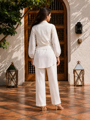White Embroidered 3-Piece Cotton Co-ord Set