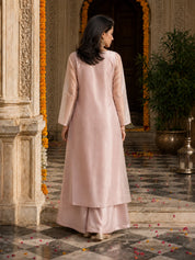 Pink Embellished 2 Pc Co-ord Set in Organza