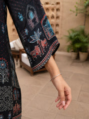 Black Paisley Buti & Red Polka Printed Shirt Co-ord Set in Shimmer Tissue