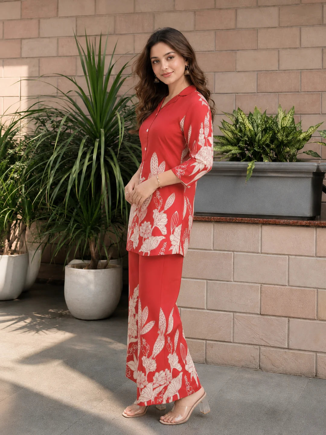 Rust Floral Russian Silk Co-ord Set