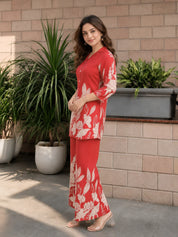 Rust Floral Russian Silk Co-ord Set