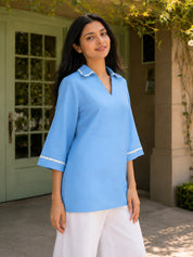 Sky blue co ord set for women elegant casual style