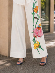 Embroidered Wide Leg Trouser Co-Ord Set With Belt