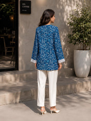 Indigo Dabu Printed Short Kurti in Cotton