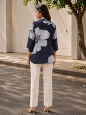 Black Printed Russian Silk Top